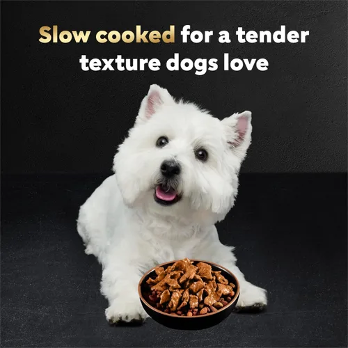 Vista 3 de Cesar Mini-Pouch - Alimento húmedo para perros, sabor a carne Angus, 1.76 onzas, 20 unidades Real beef, protein-packed, no fillers or artificial