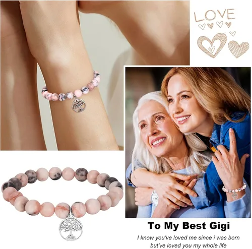 Vista 2 de Yeshen Regalos para tía, mamá, mamá, gigi, abuela, mimi, nana, hermana, mejor amiga, sobrina, madrina, novia, esposa, alma gemela, pulsera de piedra