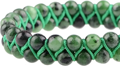 Vista 4 de MASSIVE BEADS Pulsera de macramé con cristales naturales para curación de chakras, cuentas de piedra de doble capa, piedras preciosas