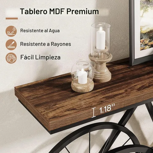 Vista 6 de Tribesigns Mesa consola extra larga, mesa de sofá estrecha de 70.9 pulgadas detrás del sofá con base de metal para bicicleta, mesa de entrada