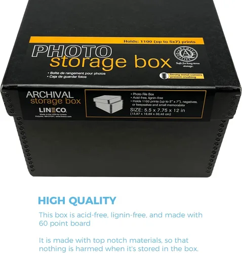 Vista 5 de Lineco Caja de almacenamiento de fotos de archivo, con capacidad para hasta 1100 imágenes de 5 x 7, contenedor de fotografías de 4 x 6 con tapa