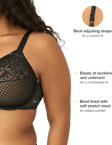 Vista 5 de Wacoal Brasier Reductor de Efectos Visuales Sin Forro con Aros de Cobertura Completa para Mujer, 857210 Negro