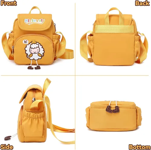 Vista 8 de MIRLEWAIY Lindo bolso cruzado de ovejas de dibujos animados para niñas bolso de mano con bordado de lámpara bolso de hombro para niños pequeños