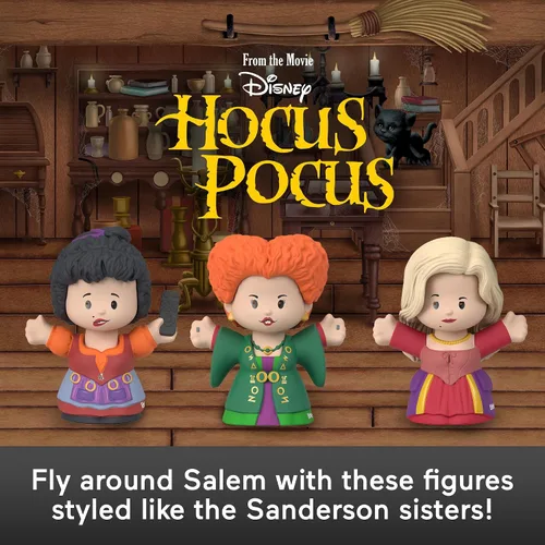 Vista 2 de Little People Collector Edición Especial de Película de Disney Hocus Pocus para Adultos y Fans, 3 Figuras en un Paquete de Exhibición