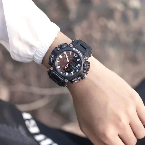 Vista 3 de SMAEL Men's Watches Sports Outdoor Waterproof Military Watch Date Multifunction Tactics LED Face Alarm Stopwatch for Men SM-8053