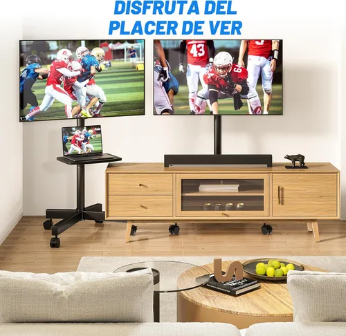 Vista 9 de Rfiver Carrito de TV móvil para televisores de pantalla plana LCD LED de 23 a 60 pulgadas de hasta 88 libras, altura ajustable, estante rodante