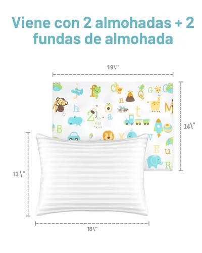 Vista 6 de Babebay Almohada para niños pequeños, almohadas de 13 x 18 pulgadas para dormir, lavable a máquina, con funda de almohada de algodón suave, 1 paquete