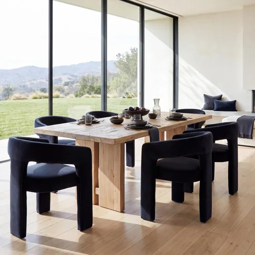 Vista 25 de Silla moderna de comedor en barril, silla de cocina acentuada tapizada en cuero sintético con brazos, silla lateral cómoda para sala de blanco