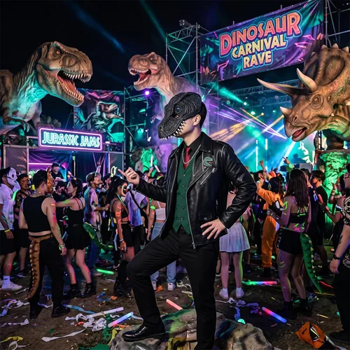 Vista 7 de Máscara realista de dinosaurio 3D Máscara de dragón de cara completa