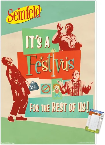 Vista 12 de Trends International Seinfeld - Póster de pared Festivus, 14.725 x 22.375 pulgadas, versión enmarcada de madera de granero