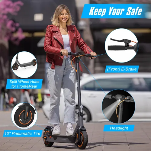 Vista 6 de Hiboy S2 MAX Adult Electric Scooter, 500W Motor, 40.4 Miles Long Range 2-Negro