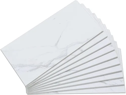 Vista 39 de Palisade Azulejos de vinilo entrelazados impermeables para pared/salpicadero para cocina o baño en mármol español (muestra de 4.5x11 pulgadas)
