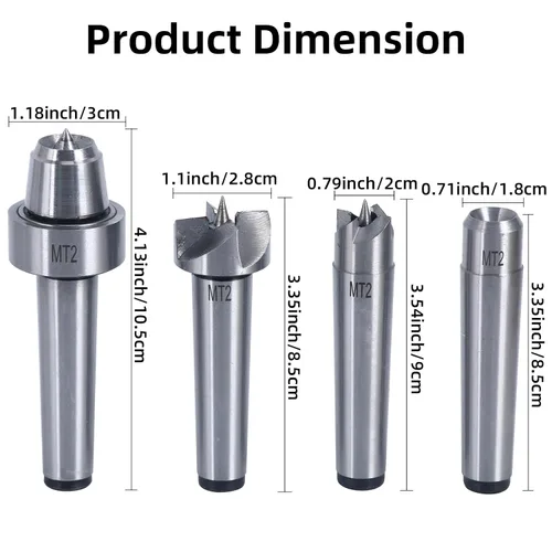 Vista 2 de 8MILELAKE MT2 Torno de madera Live Center Set, 4pcs Drive Spur Cup Kit Arbor Carpintería