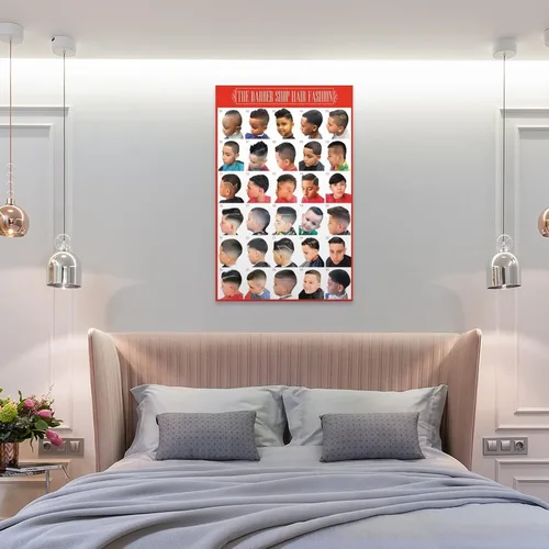Vista 8 de Póster de guía de peinado infantil de peluquería para niños, impresiones artísticas para decoración de pared, decoración de habitación, decoración
