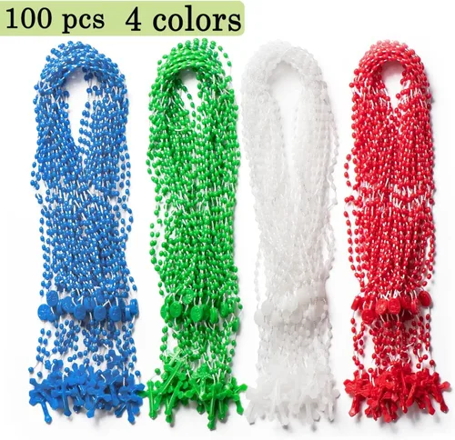 Vista 5 de Rosarios a granel paquete de 100, 17 pulgadas, surtido de rosarios de plástico, 4 colores, Plástico