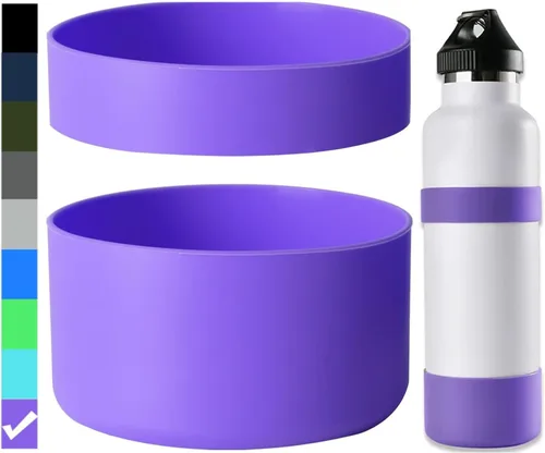 Vista 11 de 2 fundas de silicona para botella de agua, funda protectora de silicona, cubierta inferior antideslizante con anillo de silicona, sin BPA