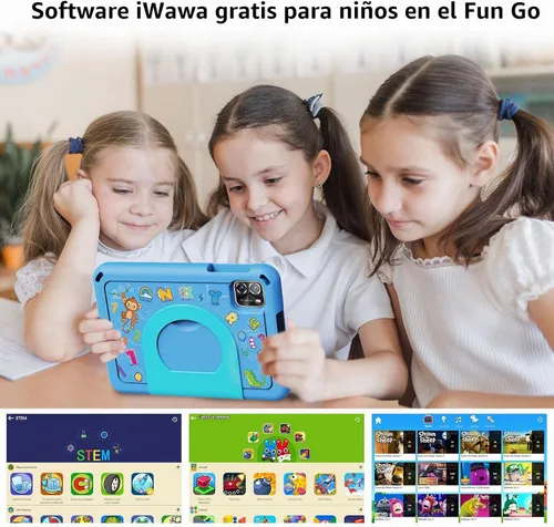 Vista 4 de PRITOM Tabletas TAB7 PRO para niños de 7 pulgadas, 64 GB, 3 GB de RAM actualizadas, tableta para niños pequeños Android 14 con WiFi, cámara dual Azul