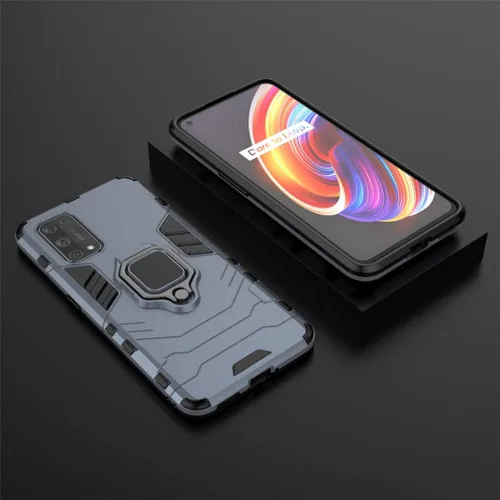 Vista 5 de Compatible con RealmeX7 Pro, soporte de anillo de metal a prueba de golpes (funciona con soporte magnético para automóvil), cubierta resistente