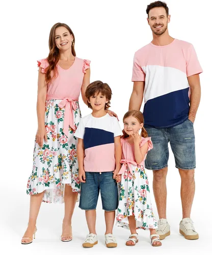 Vista 8 de PATPAT Conjuntos de verano a juego para la familia, vestidos y camisetas para mamá y yo, conjuntos de camisetas casuales para vacaciones