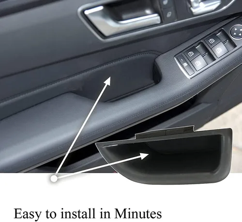 Vista 5 de Manija de bolsillo de almacenamiento lateral delantera, reposabrazos, contenedor de teléfono negro para Mercedes Benz Clase E E350 E400 E500 E63 AMG