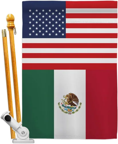 Vista 12 de Juego de banderas de la amistad de Estados Unidos de Nacionalidad México US Amistad Garden House Set de bandera regional internacional del mundo