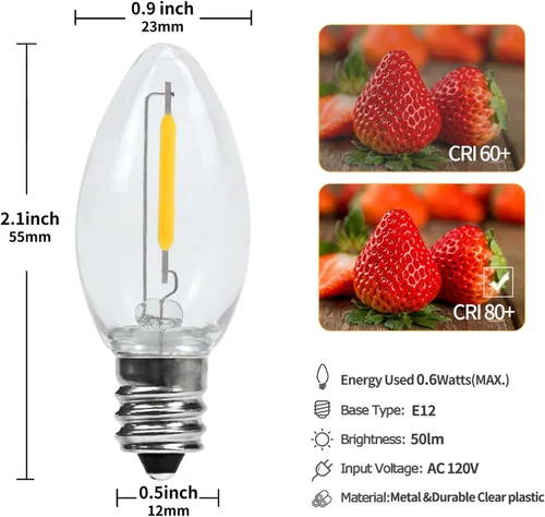 Vista 2 de MX232 Juego de 2 cables de accesorios con 2 bombillas LED de 6 pies, cable blanco con enchufes de interruptor de encendido/apagado, bombillas LED