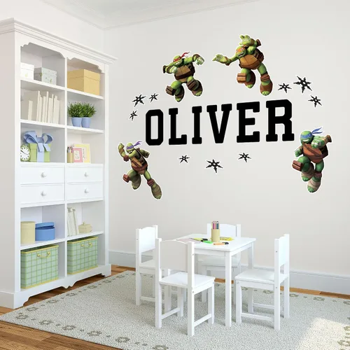Vista 5 de Oliver's Labels Calcomanía de Pared Personalizada Premium de Tamaño Real para Decoración de Habitación de Niños - Despegar y Pegar, Extraíble