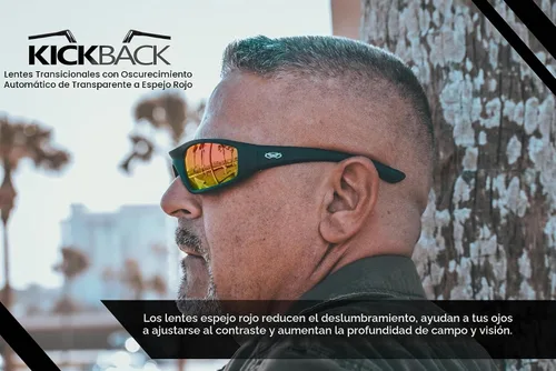 Vista 4 de Global Vision Kickback - Lentes de transición con efecto espejo fotocrómico transparente a rojo con oscurecimiento automático, gafas de conducción
