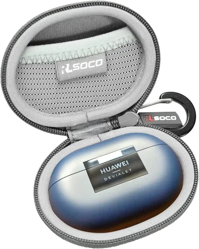 Vista 8 de RLSOCO Funda de transporte para auriculares inalámbricos Huawei FreeBuds Pro 5/Pro 4/Pro 3/Pro 2+/Pro 2/Pro - Negro (solo funda)