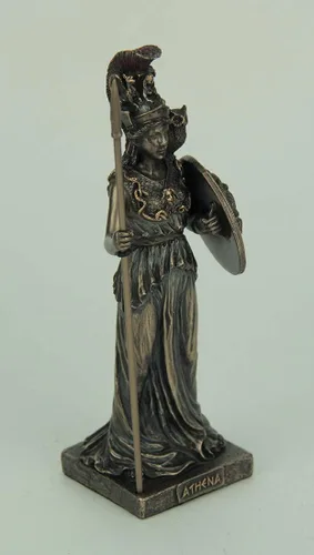 Vista 2 de Veronese Design Estatua griega de Athena con acabado de bronce de la diosa de la sabiduría y la guerra