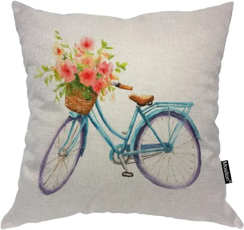 Vista 18 de Moslion Funda de almohada decorativa de arcoíris con diseño de espiral, 18 x 18 pulgadas, funda de cojín cuadrada de lino y algodón para el día