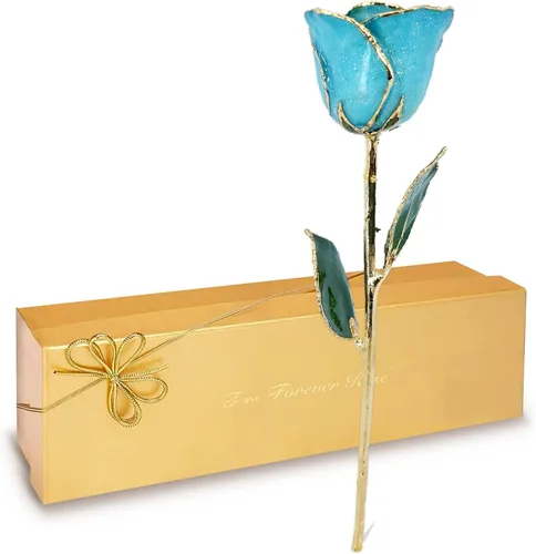 Vista 17 de Forever Rose Sumergido a mano en oro de 24 quilates, piedra natal de junio Perla de junio