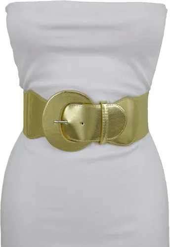Vista 16 de TFJ - Cinturón ancho para mujer, cintura elástica, cintura alta, color dorado, hebilla grande