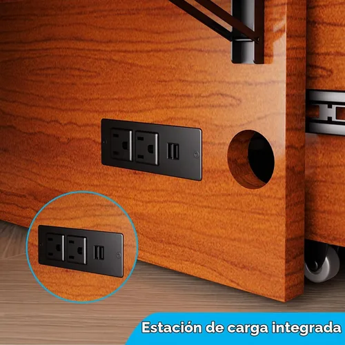 Vista 6 de Mjkone Murphy - Cama Queen con colchón incluido, cama Murphy con estación de carga USB y cajón de almacenamiento, armario móvil Murphy para sala