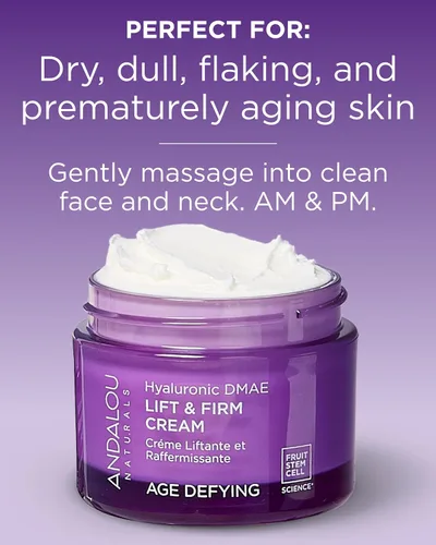 Vista 4 de Andalou Naturals Crema Hidratante para la Cara con Ácido Hialurónico y DMAE Crema Antienvejecimiento para la Cara con Ácido Hialurónico Ayuda a
