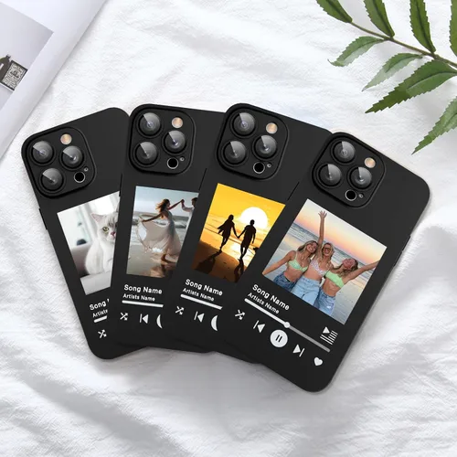 Vista 7 de Funda de teléfono con placa de música personalizada para iPhone 16, 15, 14, 13, 12, 11 Pro Max Mini Plus Xr, diseña tu propia funda personalizada