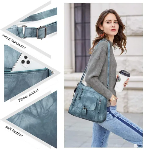 Vista 3 de Angel Kiss Bolsos cruzados, bolsos de hombro y bolsos para mujer, con múltiples bolsillos, para uso diario, suave, tipo hobo monederos tamaño mediano