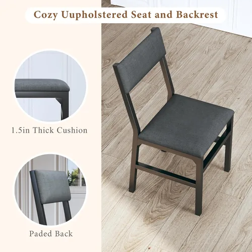 Vista 6 de HUAHUU Juego de mesa de comedor para 4, juego de mesa de cocina extensible con cojines y sillas, conjunto de 4, mesa de comedor rectangular