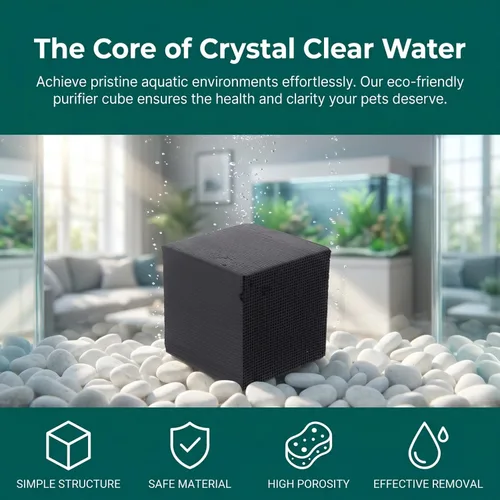 Vista 4 de Ipetboom Cubo purificador de agua, cubo de agua para acuario, fuente de pecera, filtro de carbón activado, 3.93 pulgadas, limpiador de bloques