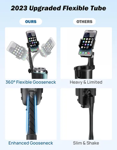 Vista 4 de JOYTUTUS Soporte de teléfono para automóvil, soporte de teléfono celular ajustable de cuello de cisne largo para iPhone, Samsung, Google y todos