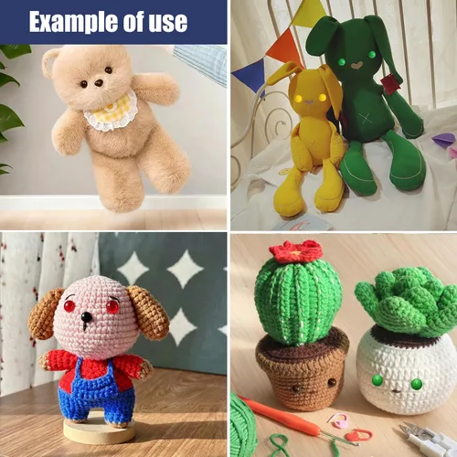 Vista 5 de Thalinfayi - 60 ojos de seguridad y arandelas seguras para ganchillo Amigurumi - Ojos de seguridad de plástico grandes negros de 0.94 pulgadas, ojos