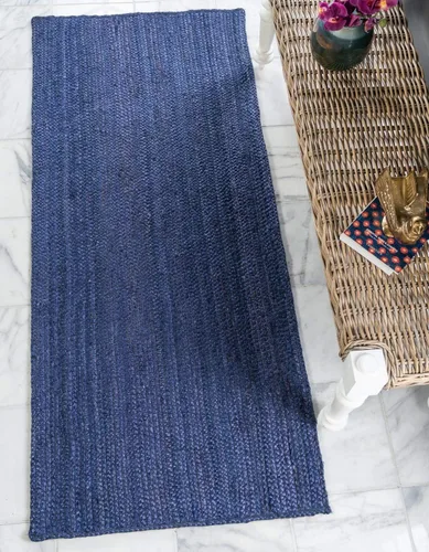 Vista 19 de Unique Loom Alfombra trenzada de la colección de yute - Dhaka (1' 2" x 6' 1", camino de mesa, gris)