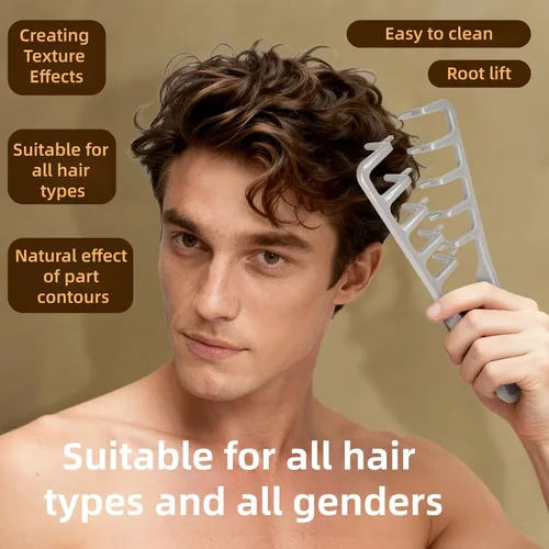 Vista 5 de Peine de textura, peine voluminizador de textura esponjosa para hombres y mujeres, herramienta de peinado texturizante de dientes anchos