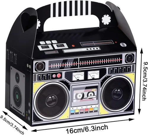 Vista 2 de 12 cajas de recuerdo de los años 80 y 90 novedades Boombox Prop Radio, decoración de centros de mesa para decoración retro de los años 80, recuerdos