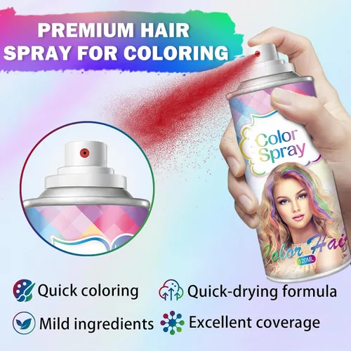 Vista 4 de AIUEO Spray para el cabello rojo Temporal Tinte para el cabello Tinte para rojo (Fired Red)