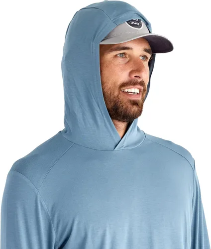 Vista 3 de Free Fly Sudadera con capucha de bambú para hombre, secado rápido, transpirable, con protección solar UPF 50+
