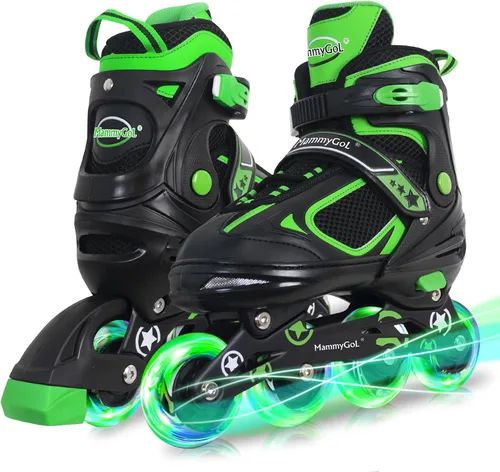 Vista 13 de MammyGol Adjustable Inline Skates for Kids Boys Girls Youth Beginner with Light up Wheels Ages 4-16