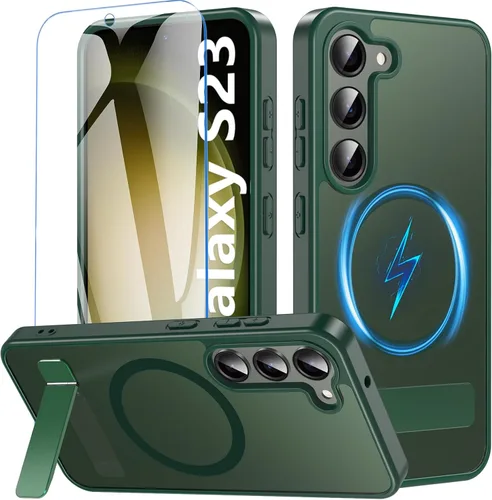 Vista 24 de Funda OWKEY Samsung Galaxy A13 5G, Funda Magnética para Teléfono con Soporte y Protector de Pantalla, Funda Protectora Antihuellas y a Prueba de A13