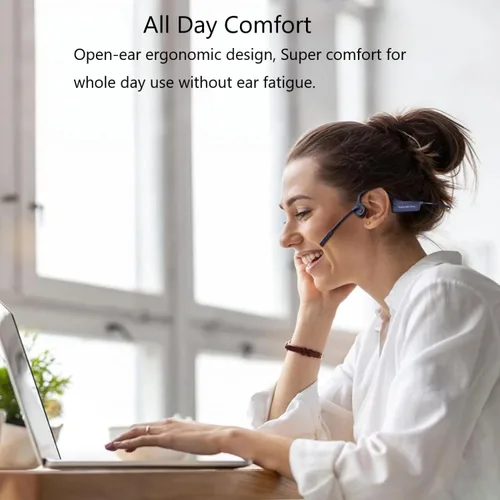 Vista 5 de Auriculares de conducción ósea Bluetooth con micrófono Auriculares inalámbricos Auriculares inalámbricos con cancelación de ruido Auriculares