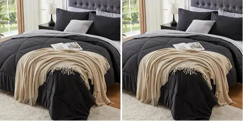 Vista 27 de BEDELITE Juego de ropa de cama con edredón tamaño individual de 5 piezas, reversible, en una bolsa - Juego de cama de lujo suave de microfibra